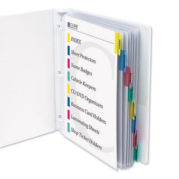 Sheet Protectors with Index Tabs, Assorted Color Tabs, 2", 11 x 8.5, 8/Set | Bundle of 10 Sets