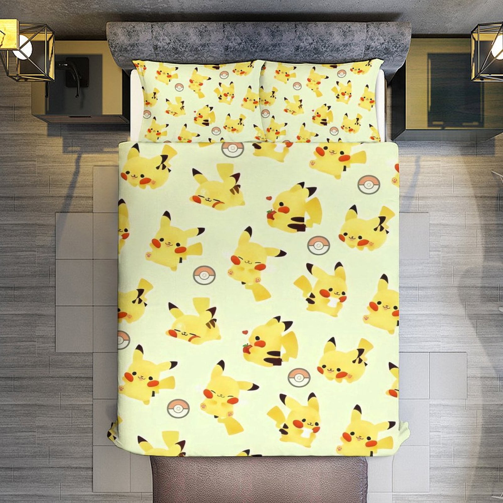 Sheet Queen Size,Cartoon Pokémon-Pikachu Bed Sheets for Kids Boys Girls,Bedding Set,3 Pieces,1 ...