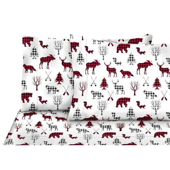 Sheet Set 3PC T Flannel Rustic Cabin Wildlife