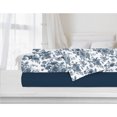 thumbnail image 1 of Sheet Set 4PC Q Floral Print Solid Navy, 1 of 3