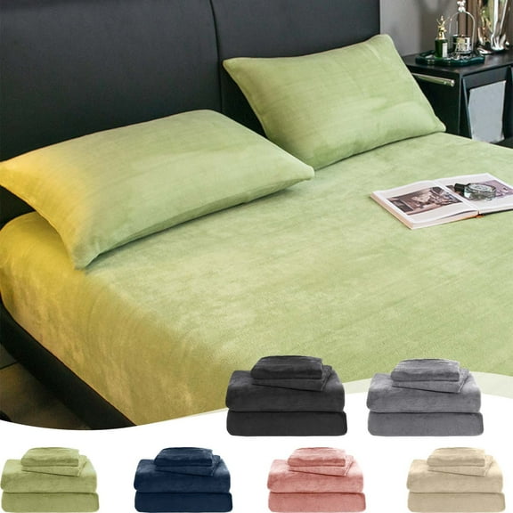 Sheet Set under $5! Bzdzmqm 3-Piece Velvet Flannel Sheet Set, Luxuriously Soft Bed Sheets, Warm Anti-Static Bedding, Non-Pilling Fuzzy Sheets, Queen Size Sheet Set