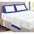 thumbnail image 1 of Sheet Set with Dual Color, 4 PC Stylish Bedding with 14" Deep Pockets, 100% Egyptian Soft & Luxury 400TC, Two Tone Cotton Bedsheets & Pillowcases - Royal Blue & White Solid, King Size., 1 of 5