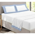 thumbnail image 1 of Sheet Set with Dual Color, 4 PC Stylish Bedding with 18" Deep Pockets, 100% Egyptian Soft & Luxury 400TC, Two Tone Cotton Bedsheets & Pillowcases - Light Blue & White Solid, Twin-XXL Size., 1 of 5