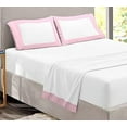 thumbnail image 1 of Sheet Set with Dual Color, 4 PC Stylish Bedding with 18" Deep Pockets, 100% Egyptian Soft & Luxury 400TC, Two Tone Cotton Bedsheets & Pillowcases - Pink & White Solid, Twin-XL Size., 1 of 5
