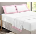thumbnail image 1 of Sheet Set with Dual Color, 4 PC Stylish Bedding with 18" Deep Pockets, 100% Egyptian Soft & Luxury 400TC, Two Tone Cotton Bedsheets & Pillowcases - Pink & White Solid, Twin-XXL Size., 1 of 5
