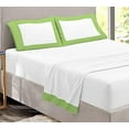 thumbnail image 1 of Sheet Set with Dual Color, 4 PC Stylish Bedding with 18" Deep Pockets, 100% Egyptian Soft & Luxury 400TC, Two Tone Cotton Bedsheets & Pillowcases - Sage & White Solid, Queen Size., 1 of 5