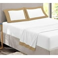 thumbnail image 1 of Sheet Set with Dual Color, 4 PC Stylish Bedding with 18" Deep Pockets, 100% Egyptian Soft & Luxury 400TC, Two Tone Cotton Bedsheets & Pillowcases - Taupe & White Solid, Twin Size., 1 of 5