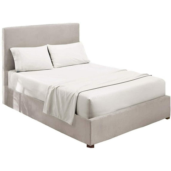 Sheet Set with Dual Color, 4 PC Stylish Bedding with 18" Deep Pockets, 100% Egyptian Soft & Luxury 400TC, Two Tone Cotton Bedsheets & Pillowcases - White Solid, Full-XL Size.