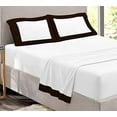 thumbnail image 1 of Sheet Set with Dual Color, 4 PC Stylish Bedding with 30" Deep Pockets, 100% Egyptian Soft & Luxury 400TC, Two Tone Cotton Bedsheets & Pillowcases - Chocolate & White Solid, Twin-XXL Size., 1 of 5