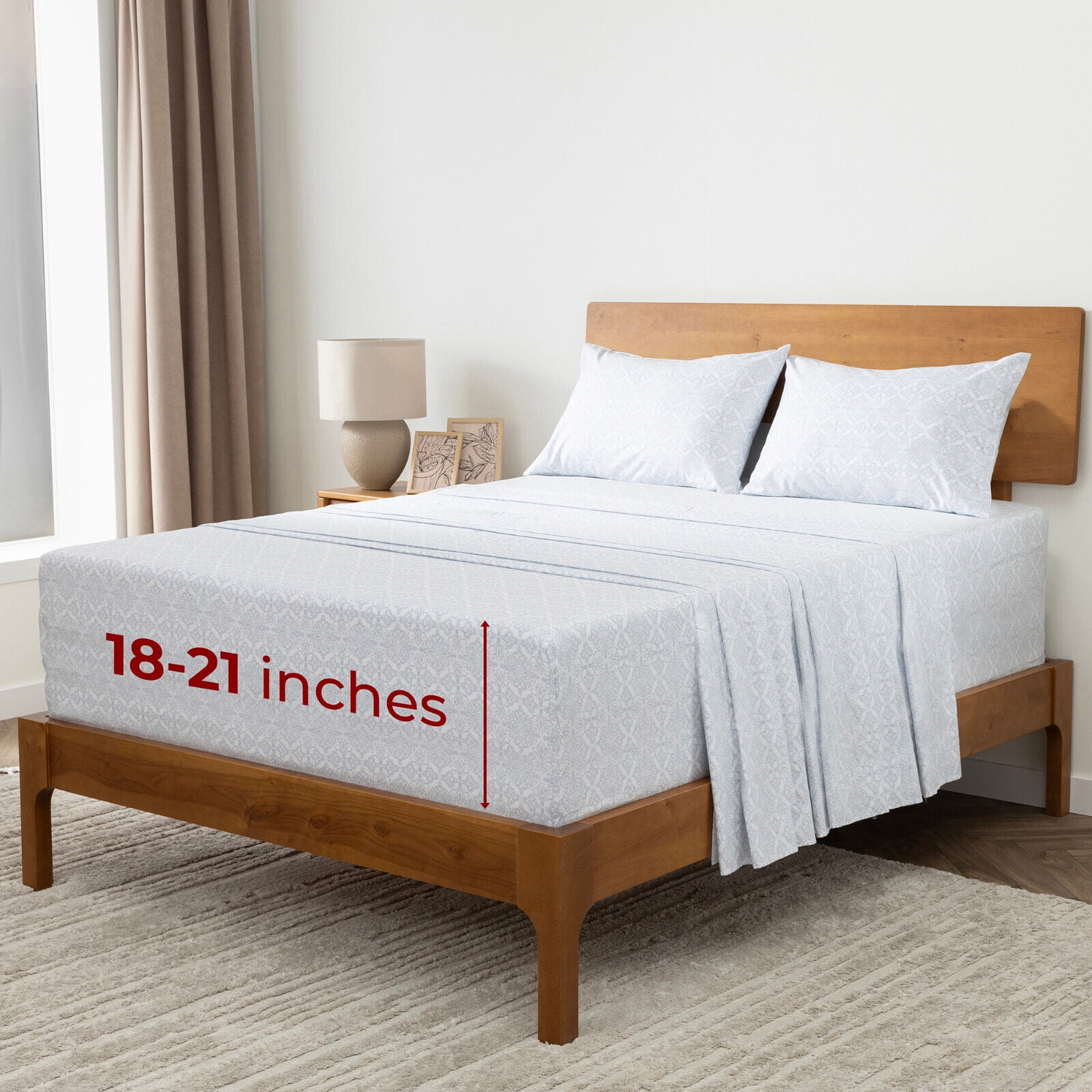 Sheet Set Microfiber Extra Deep Pocket up to 21" Mattress 4 Piece