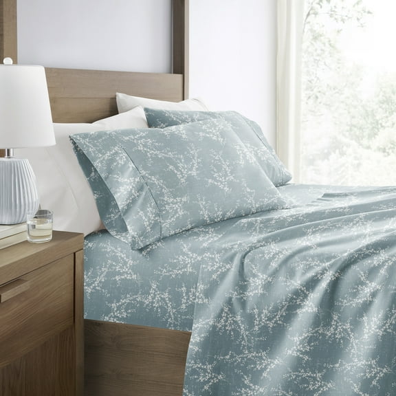 Ultra Soft and Breathable - Bed Sheets Set - Patterned Distressed Willow Blue Twin Size Bedding by Comfort Canopy