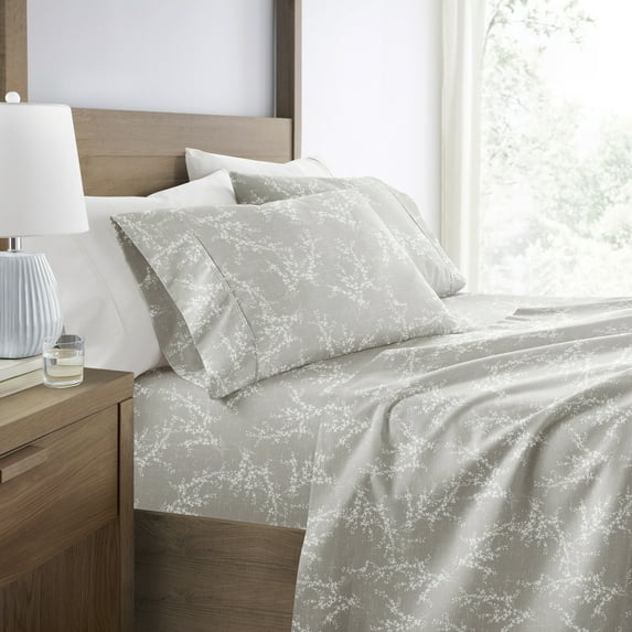 Ultra Soft and Breathable - Bed Sheets Set - Patterned Distressed Willow Harbour Mist Full Size Bedding by Comfort Canopy