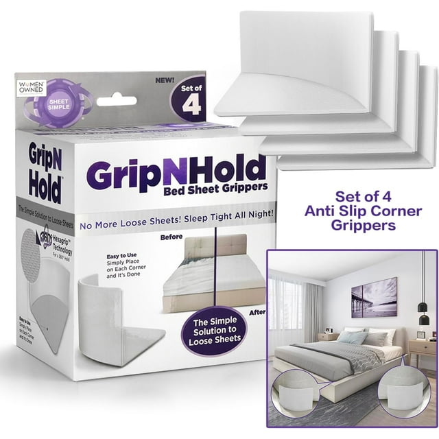 Sheet Simple Grip N Hold Durable Plastic & Rubber, No Slip Sheet Grippers Fits All Mattress
