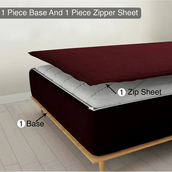 Sheet has Zipper Fitted Sheet, (Full Size 54x75) 26 Inch Deep Pocket, 100% Egyptian Cotton, 800 TC, Solid Wine Color.