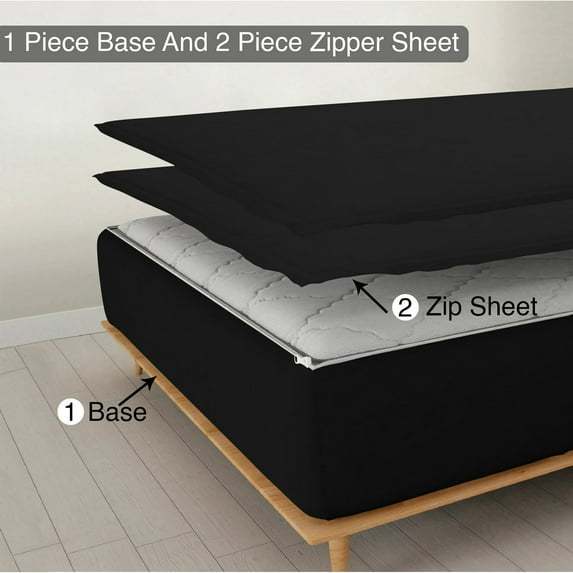 Sheet has Zipper Fitted Sheet, (Full Size 54x75) 6 Inch Deep Pocket, 100% Egyptian Cotton, 800 TC, Solid Black Color.
