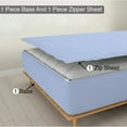 thumbnail image 1 of Sheet has Zipper Fitted Sheet, (Olympic Queen Size 66x80) 15 Inch Deep Pocket, 100% Egyptian Cotton, 800 TC, Solid Light Blue Color., 1 of 9