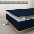 thumbnail image 1 of Sheet has Zipper Fitted Sheet, (Olympic Queen Size 66x80) 18 Inch Deep Pocket, 100% Egyptian Cotton, 800 TC, Solid Navy Blue Color., 1 of 9