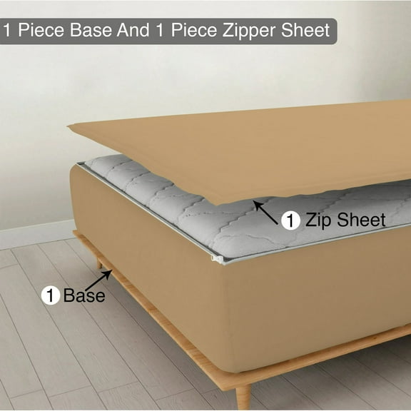 Sheet has Zipper Fitted Sheet, (Queen Size 60x80) 10 Inch Deep Pocket, 100% Egyptian Cotton, 800 TC, Solid Taupe Color.