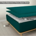thumbnail image 1 of Sheet has Zipper Fitted Sheet, (Twin Size 39x75) 10 Inch Deep Pocket, 100% Egyptian Cotton, 800 TC, Solid Teal Color., 1 of 10