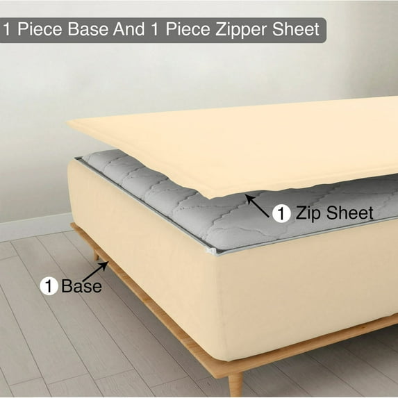 Sheet has Zipper Fitted Sheet, (Twin Size 39x75) 21 Inch Deep Pocket, 100% Egyptian Cotton, 800 TC, Solid Ivory Color.