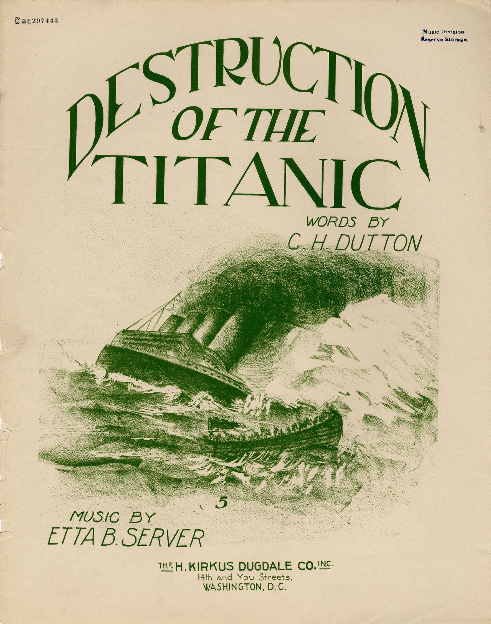 Sheet music Destruction of the Titanic 1912 Canvas Art - (24 x 36)