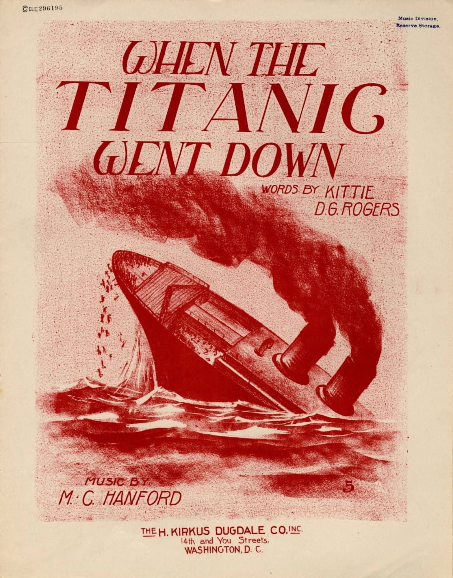 Sheet music When the Titanic went down 1912 Canvas Art - (18 x 24)