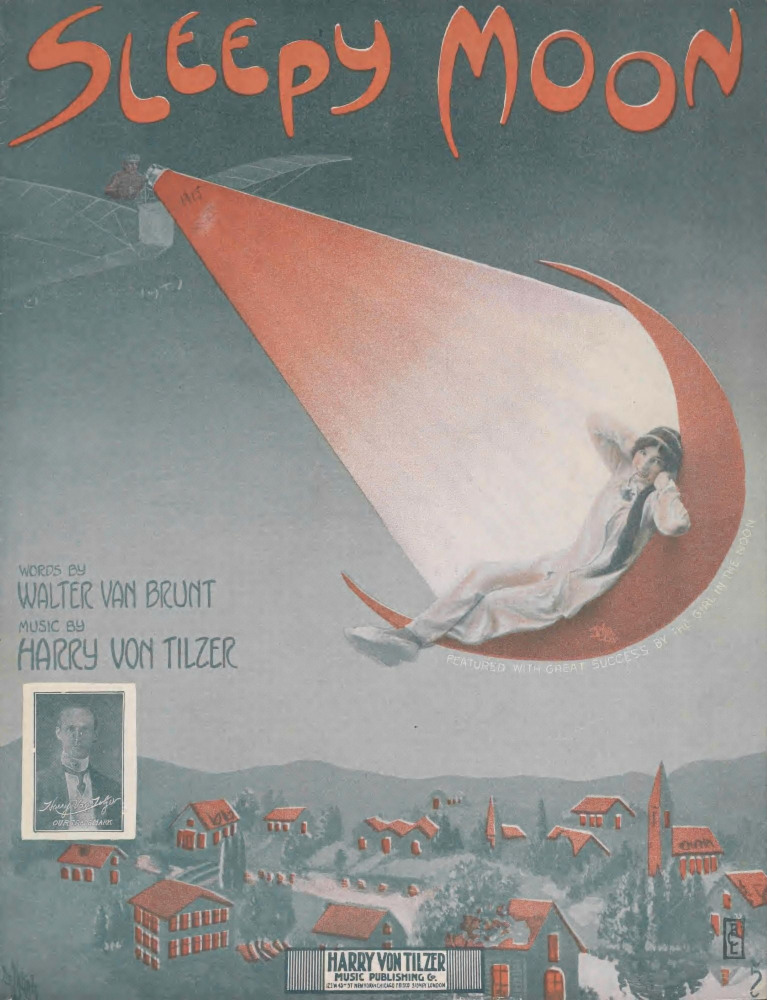 Sheet music cover 1915 Sleepy Moon Canvas Art - Unknown (18 x 24)