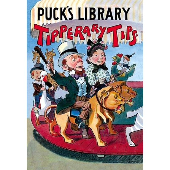 Sheet music for an Irish-oriented love song showing an Irish gentleman and his wife riding a carousel on a pair of lions. Tipperary is a