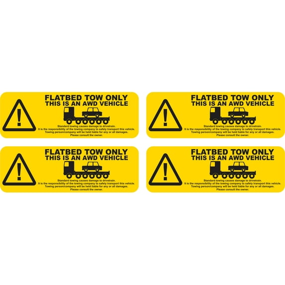 Sheet of 3in x 1in FlatBed Tow Warning Stickers
