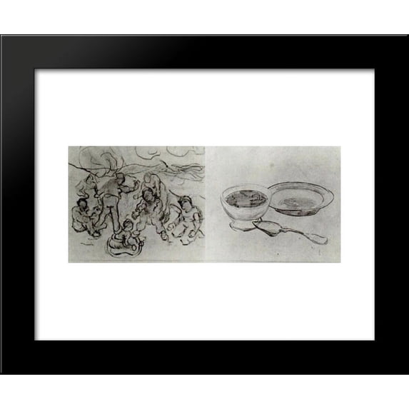 Sheet with Sketches of Figures 20x24 Framed Art Print by Vincent van Gogh