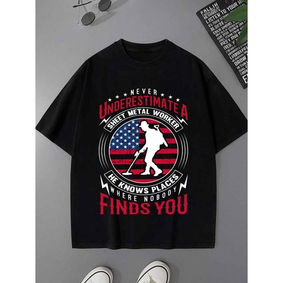 Greenink SheetMetalWorkerT funny humor t-shirts cotton tshirts for men 180G Cotton black Spring and summer outdoor loungewear Everyday wear, perfect for the office, dat