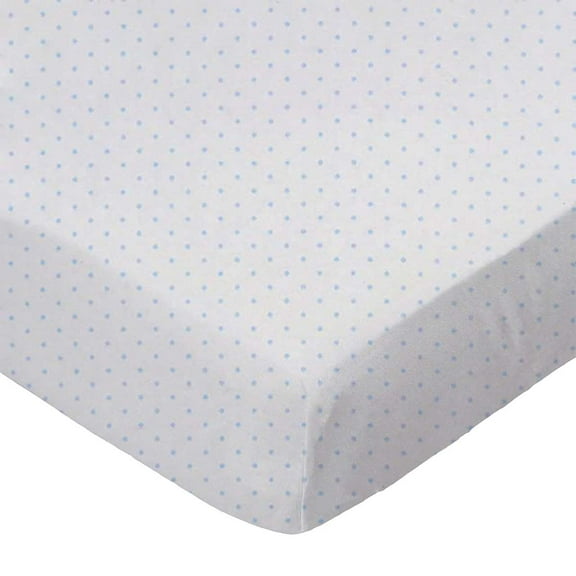 SheetWorld 100% Cotton Jersey Crib Sheet Set 28 x 52, Blue Pindot - Includes Fitted, Flat, & Baby Pillow Case