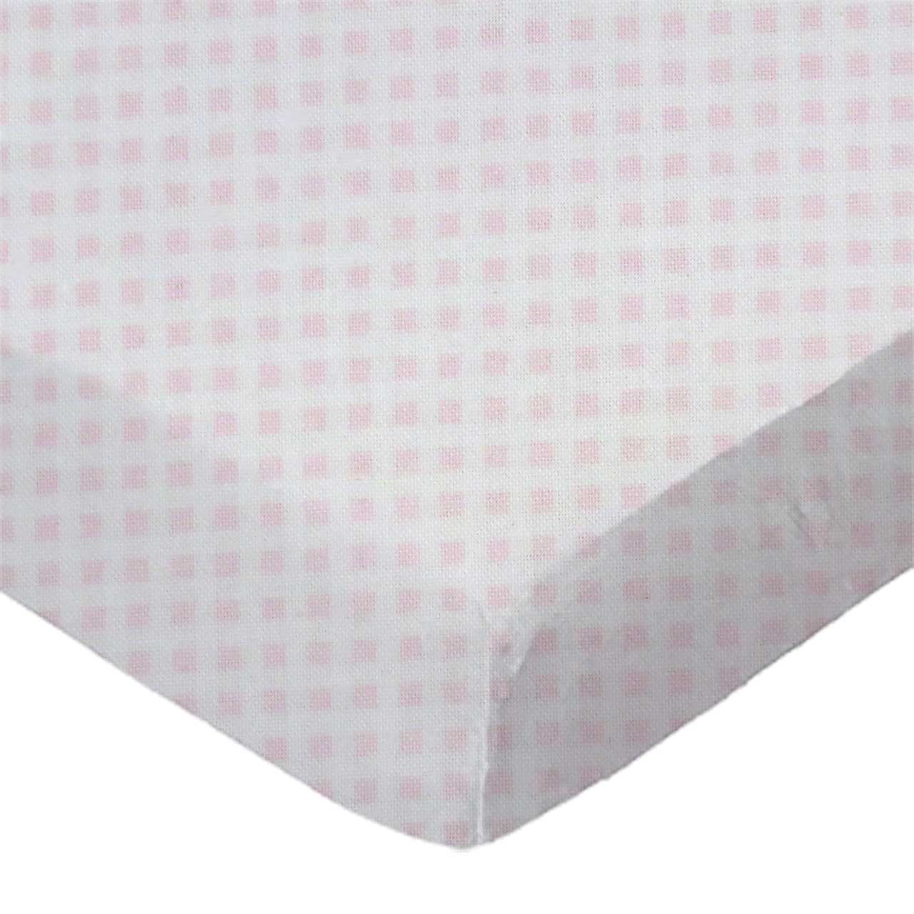 SheetWorld 100% Cotton Jersey Crib Sheet Set 28 x 52, Pink Gingham - Includes Fitted, Flat, & Baby Pillow Case