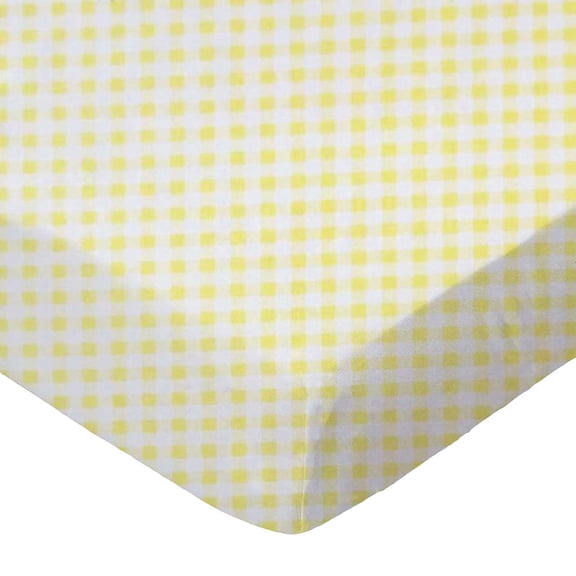 SheetWorld 100% Cotton Jersey Crib Sheet Set 28 x 52, Yellow Gingham Jersey