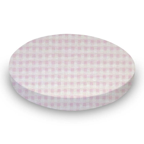 SheetWorld 100% Cotton Jersey Round Crib Sheet, Pink Gingham, 42 x 42