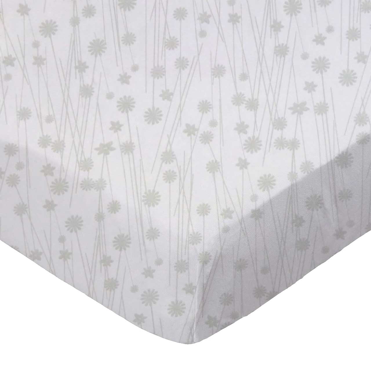 SheetWorld 100% Cotton Percale Crib Sheet Set 28 x 52, Grey Floral Stems - Includes Fitted, Flat, & Baby Pillow Case