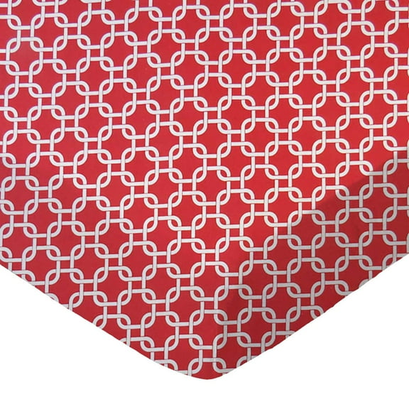 SheetWorld 100% Cotton Percale Crib Sheet Set 28 x 52, Red Links - Includes Fitted, Flat, & Baby Pillow Case