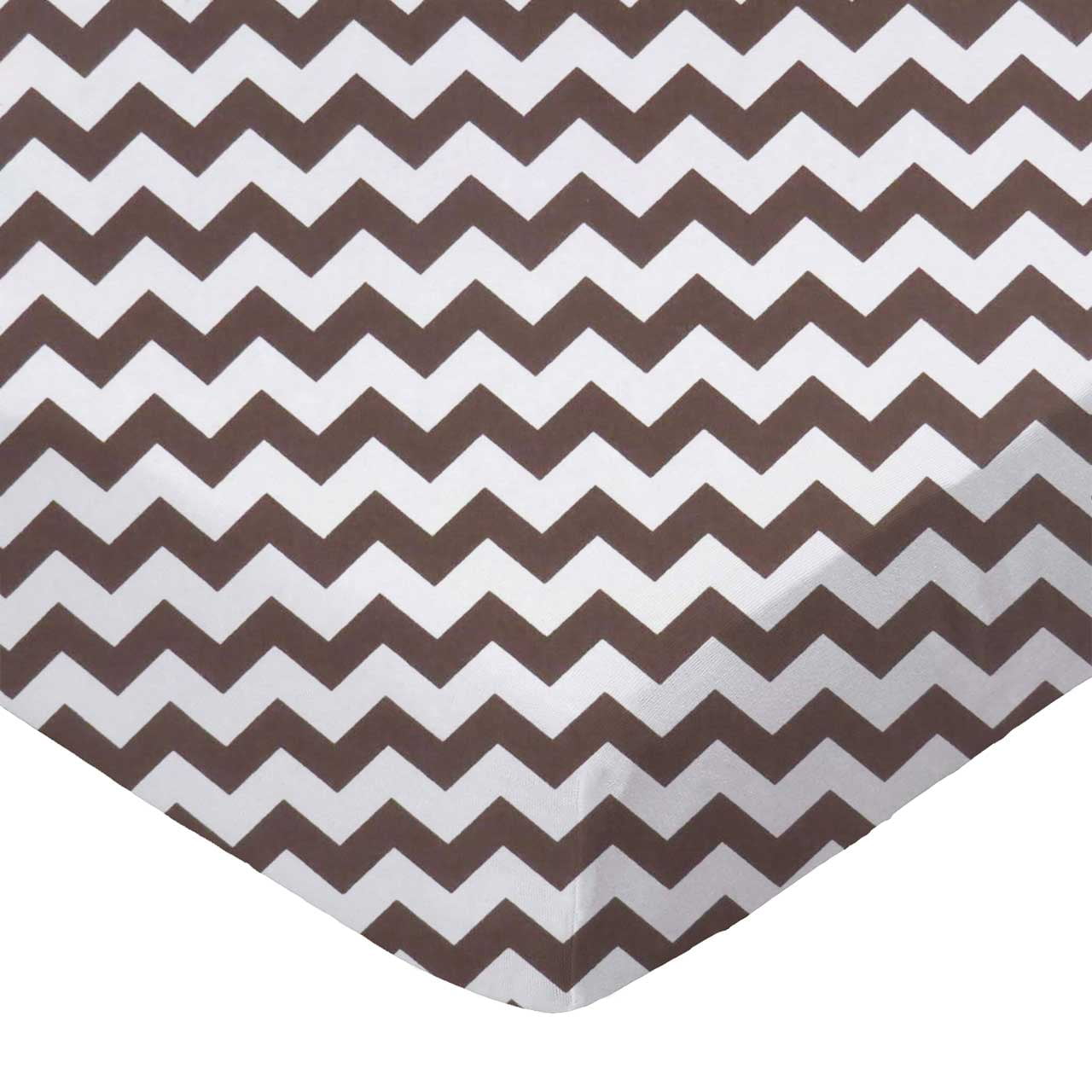 SheetWorld 100% Cotton Percale Extra Deep Fitted Portable Mini Crib Sheet 24 x 38 x 5.5, Brown Chevron Zigzag