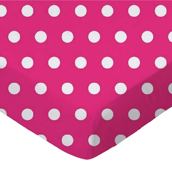 SheetWorld 100% Cotton Percale Extra Deep Fitted Portable Mini Crib Sheet 24 x 38 x 5.5, Polka Dots Hot Pink