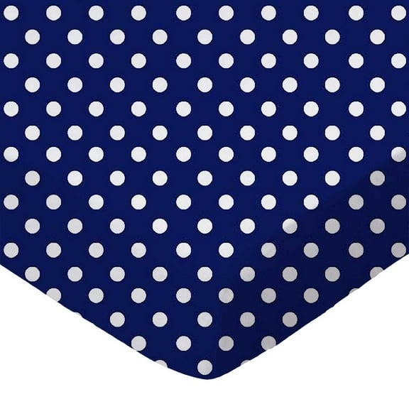 SheetWorld 100% Cotton Percale Extra Deep Fitted Portable Mini Crib Sheet 24 x 38 x 5.5, Polka Dots Navy