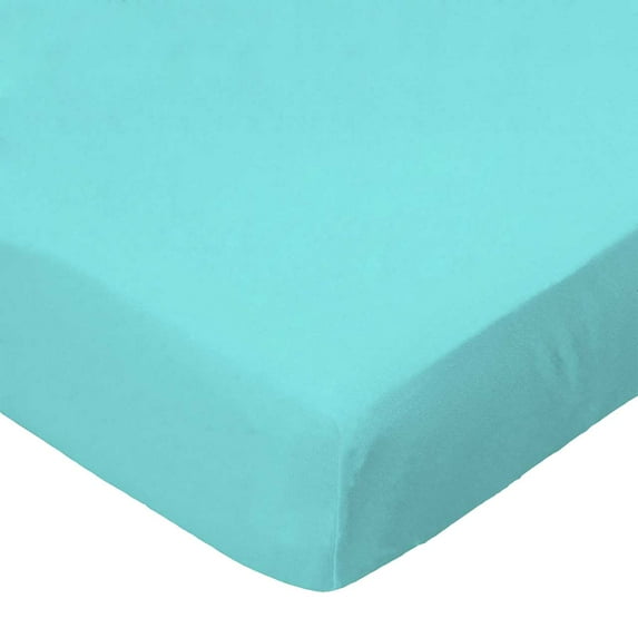SheetWorld 100% Cotton Percale Extra Deep Fitted Portable Mini Crib Sheet 24 x 38 x 5.5, Solid Aqua Woven