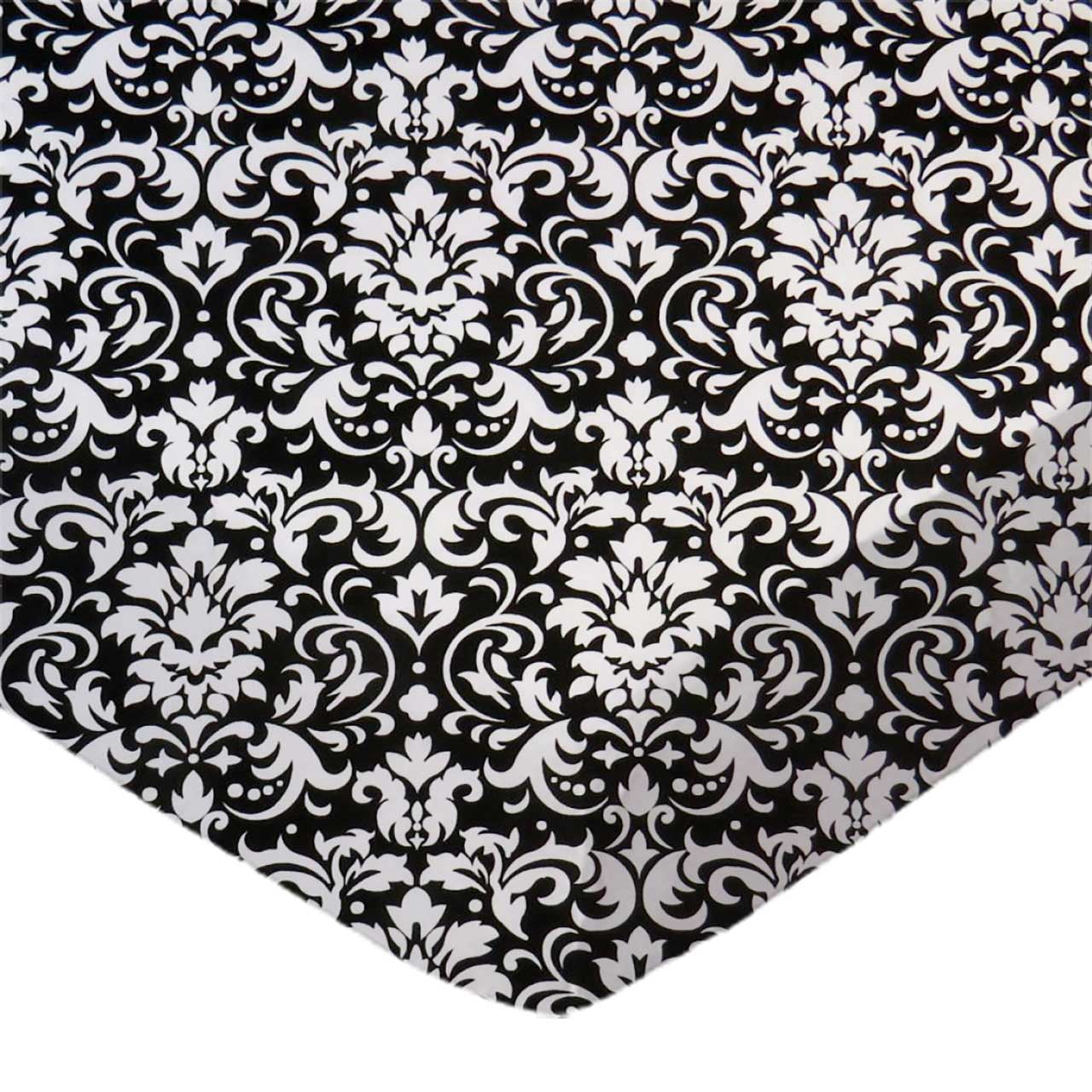 SheetWorld 100% Cotton Percale Extra Deep Fitted Portable Mini Crib Sheet 24 x 38 x 5.5, White Damask