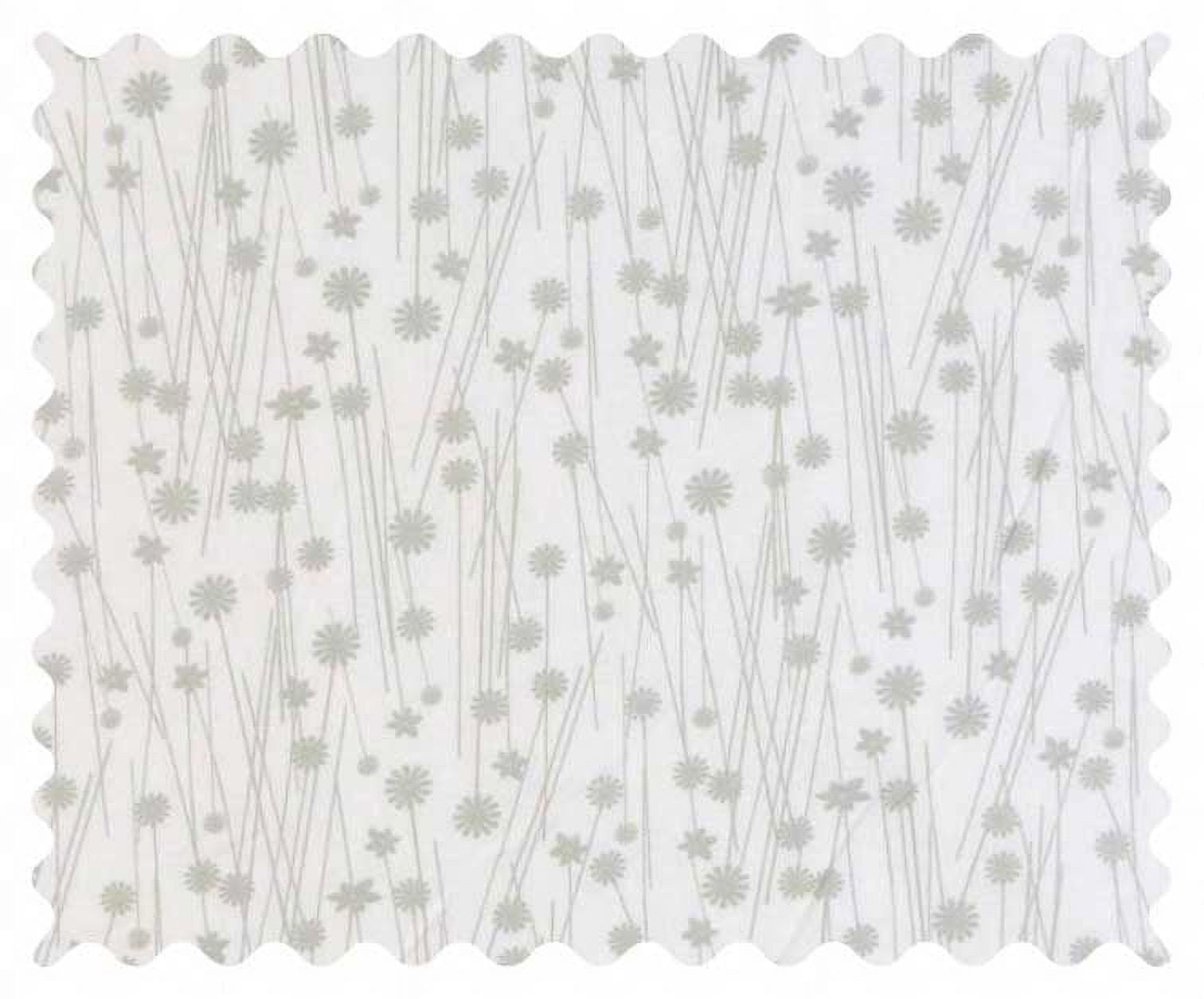SheetWorld 100 Cotton Percale Fabric By The Yard, Grey Floral Stems
