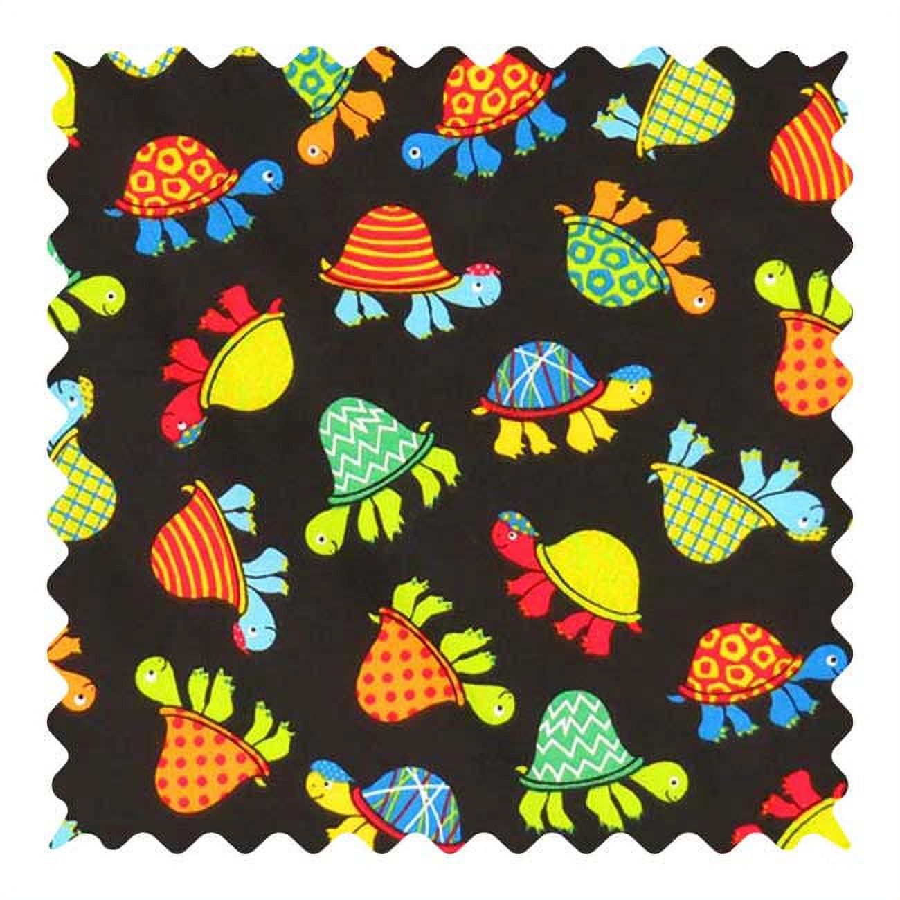 SheetWorld 100 Cotton Percale Fabric By The Yard, Turtles Black, 36 x