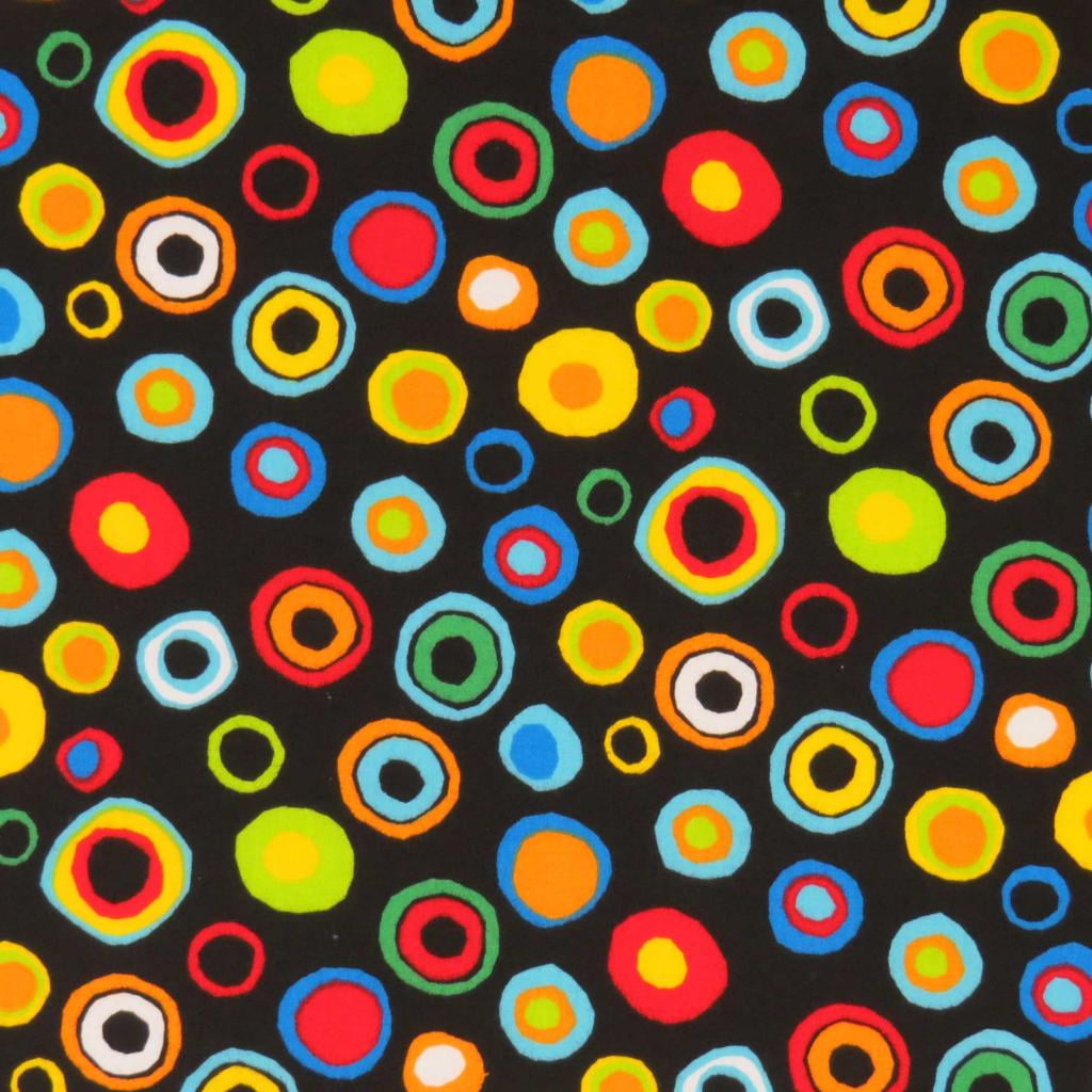 SheetWorld 100% Cotton Percale Round Crib Sheet, Colored Circles Black, 42 x 42