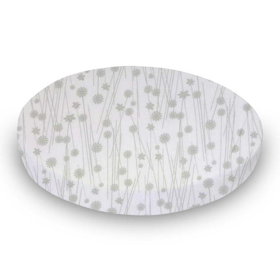SheetWorld 100% Cotton Percale Round Crib Sheet, Grey Floral Stems, 42 x 42