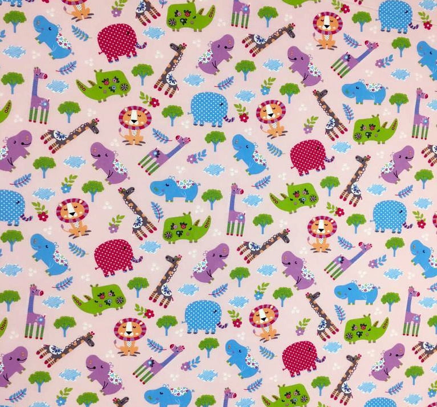 SheetWorld 100% Cotton Percale Round Crib Sheet, Safari Animals Pink, 42 x 42