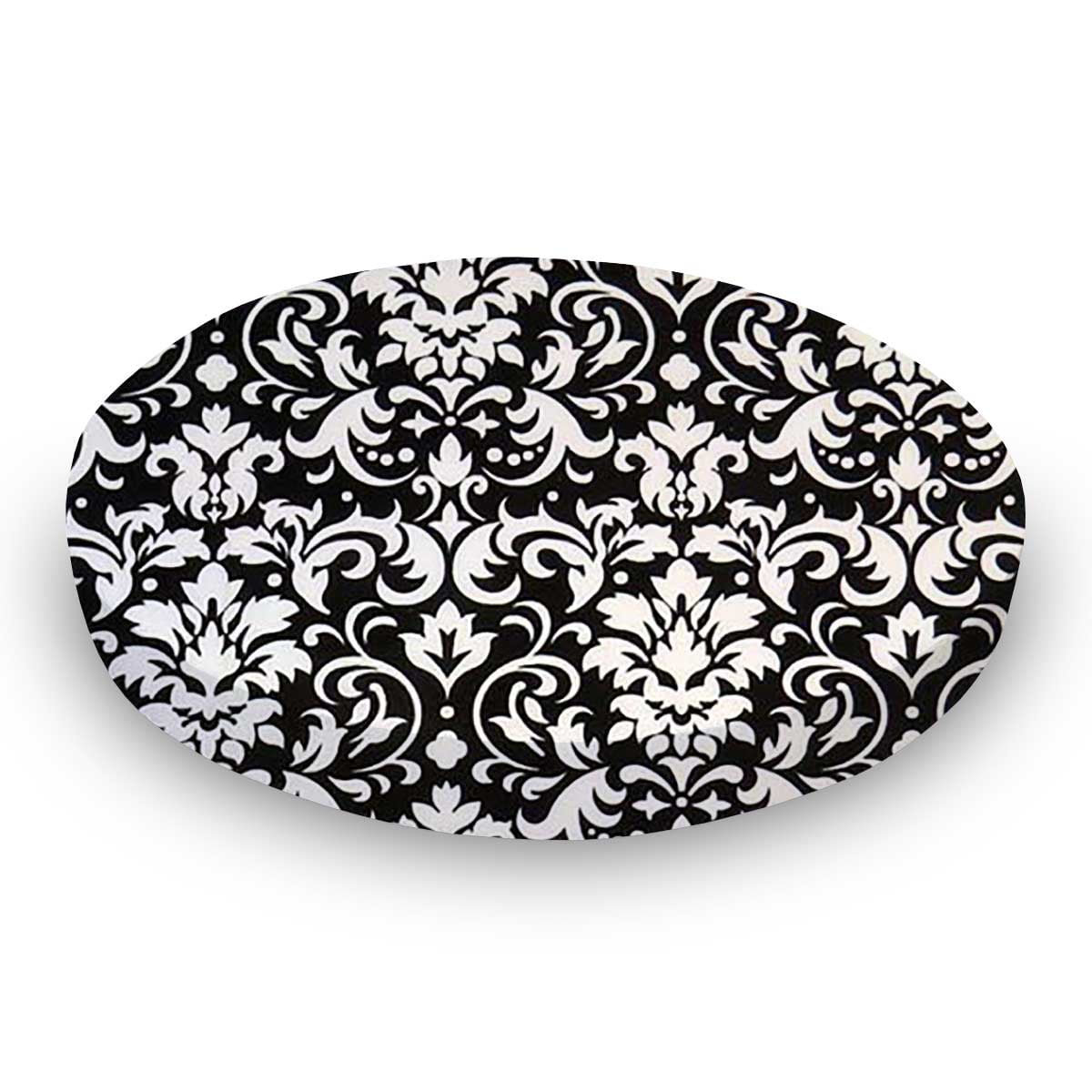 SheetWorld 100% Cotton Percale Round Crib Sheet, White Damask, 42 x 42
