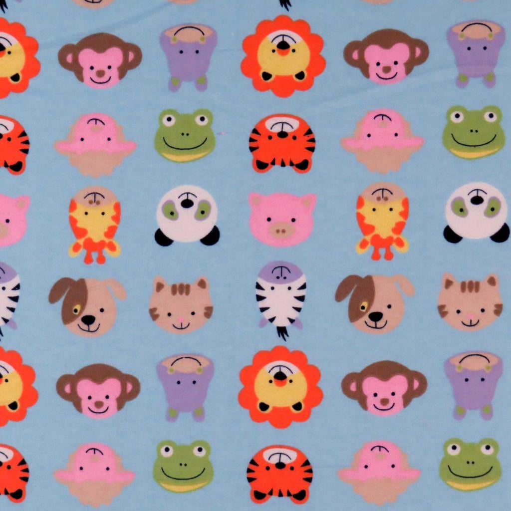 SheetWorld Fitted 100% Cotton Flannel Oval Crib Sheet, Fits Stokke Sleepi 26 x 47, Animal Faces Blue