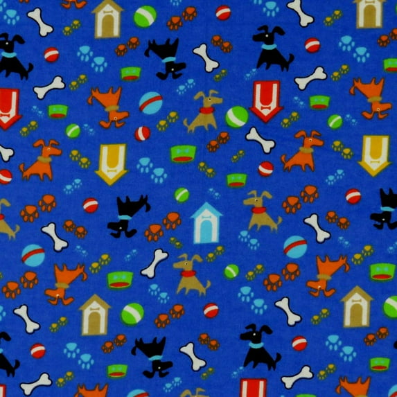 SheetWorld Fitted 100% Cotton Flannel Pack N Play Sheet Fits Graco 27 x 39, Doggy Play Blue